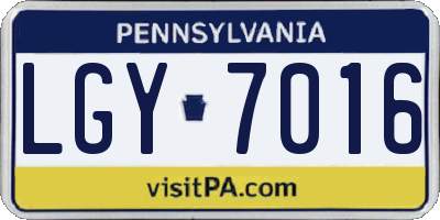 PA license plate LGY7016