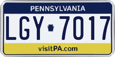 PA license plate LGY7017