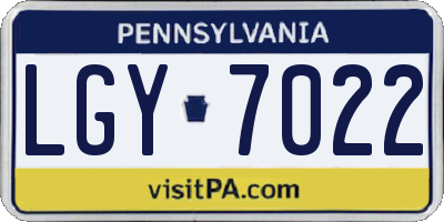 PA license plate LGY7022
