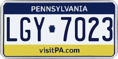 PA license plate LGY7023