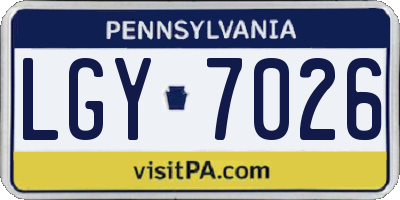 PA license plate LGY7026