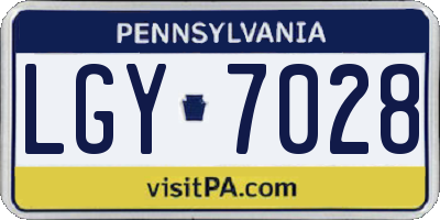 PA license plate LGY7028