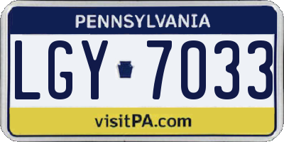PA license plate LGY7033