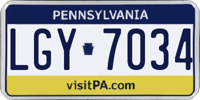 PA license plate LGY7034