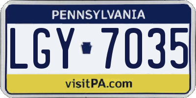 PA license plate LGY7035