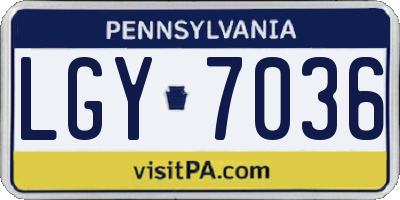 PA license plate LGY7036