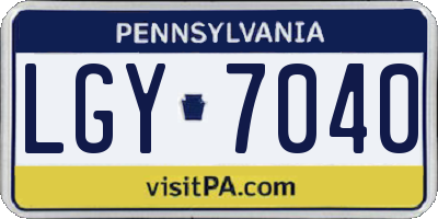 PA license plate LGY7040