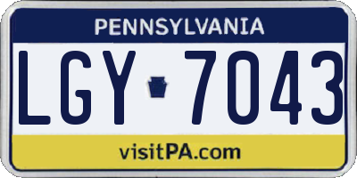 PA license plate LGY7043