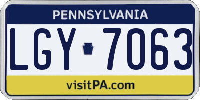 PA license plate LGY7063