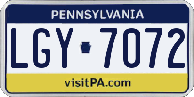 PA license plate LGY7072