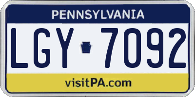 PA license plate LGY7092
