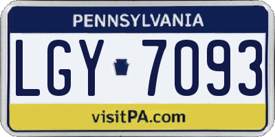 PA license plate LGY7093