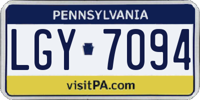 PA license plate LGY7094