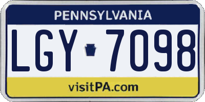 PA license plate LGY7098