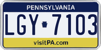 PA license plate LGY7103