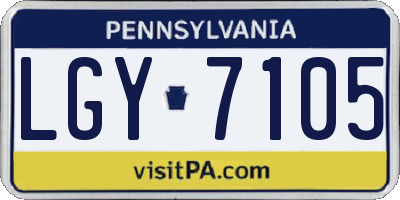 PA license plate LGY7105