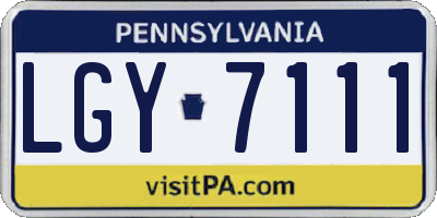 PA license plate LGY7111