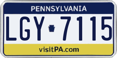 PA license plate LGY7115