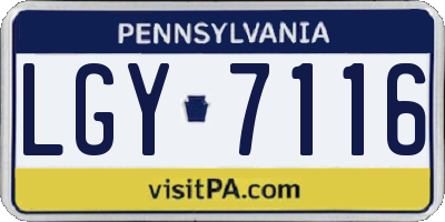 PA license plate LGY7116