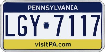 PA license plate LGY7117