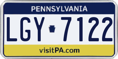 PA license plate LGY7122