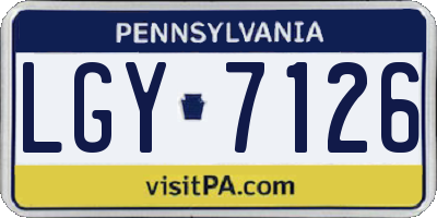 PA license plate LGY7126