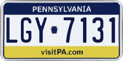 PA license plate LGY7131