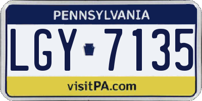 PA license plate LGY7135