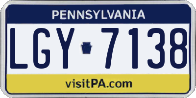 PA license plate LGY7138
