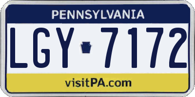 PA license plate LGY7172