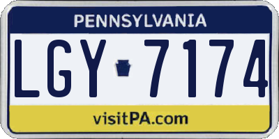 PA license plate LGY7174