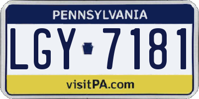 PA license plate LGY7181