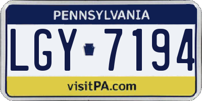 PA license plate LGY7194