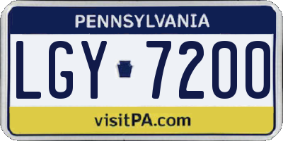 PA license plate LGY7200