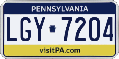 PA license plate LGY7204