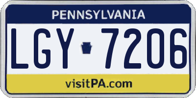 PA license plate LGY7206