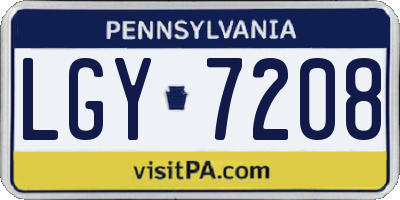 PA license plate LGY7208