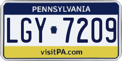 PA license plate LGY7209