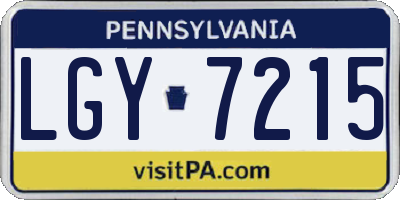 PA license plate LGY7215