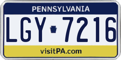 PA license plate LGY7216