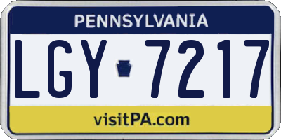 PA license plate LGY7217