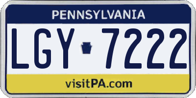 PA license plate LGY7222