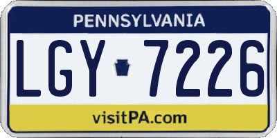 PA license plate LGY7226