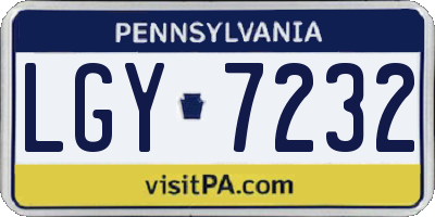 PA license plate LGY7232