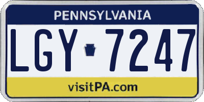 PA license plate LGY7247