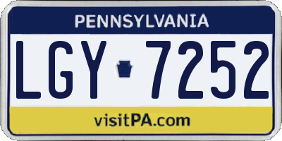 PA license plate LGY7252