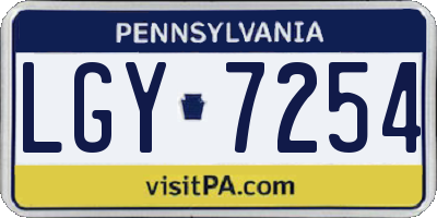 PA license plate LGY7254