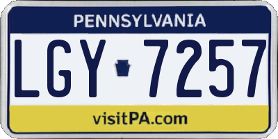 PA license plate LGY7257