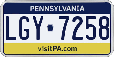 PA license plate LGY7258