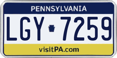 PA license plate LGY7259